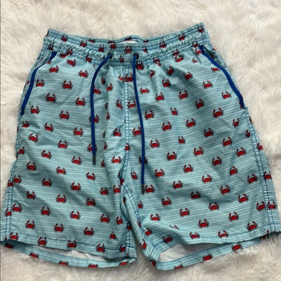 Mr.Swim Light Blue Crab Pattern Athletic Shorts - Picture 1 of 5